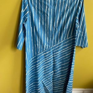 Marimekko blue aqua asymmetrical vertical stripes Finnish modern design